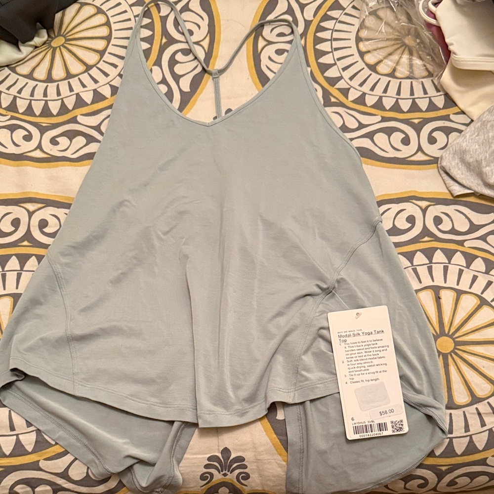 Lulu Modal Silk Yoga Tank- NWT size 6, light blue